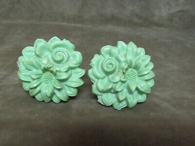 Vintage 1930's Made in Japan Green Color Celluloid Plastic Curtain tieback Pair