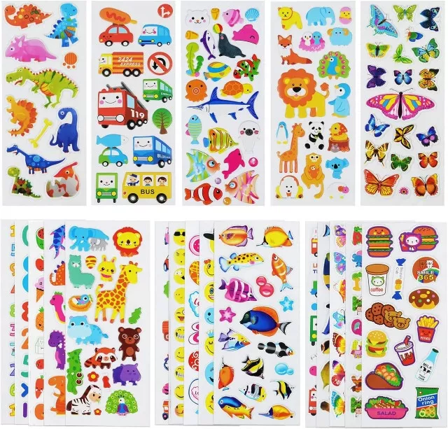 3D Puffy Stickers for Toddlers Kids,Bulk Preschool Sticker Sheets for Reward NEW