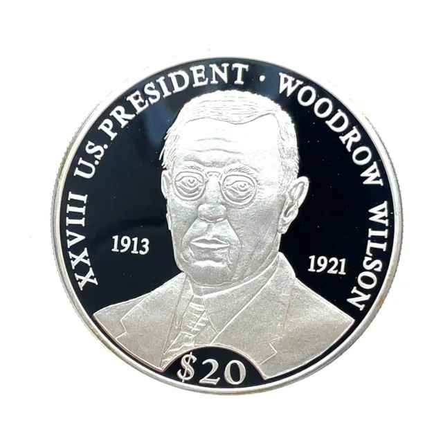 2000 LIBERIA XXVIII President Woodrow Wilson 20gr .999 Silver Proof $20 Coin