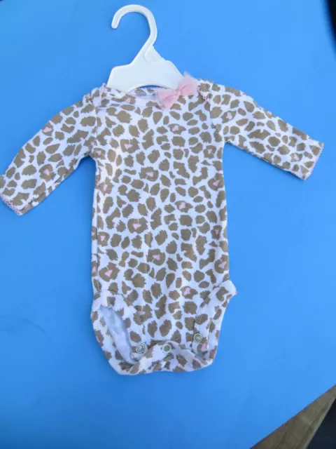 Baby or REBORN DOLL Creeper Giraffe Print  Snaps Pink Bow Carters NEWBORN NEW