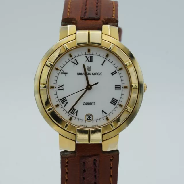 Universal Geneve Cuarzo Reloj para Hombre Acero Dorado Vintage 34MM 555.001