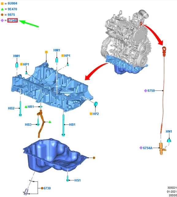 FORD RANGER T6 MK1 Oil Level Indicator Tube 2471670 LB3Q6B667AA NEW