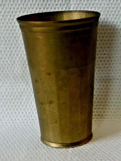 Antique Brass Drinking Glass Cup Original Old Hand Crafted Heavy