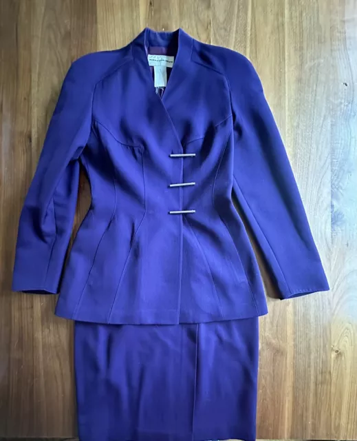 Rare vintage 34 thierry mugler suit 1994 Original Metal Hook Buttons Deep Purple