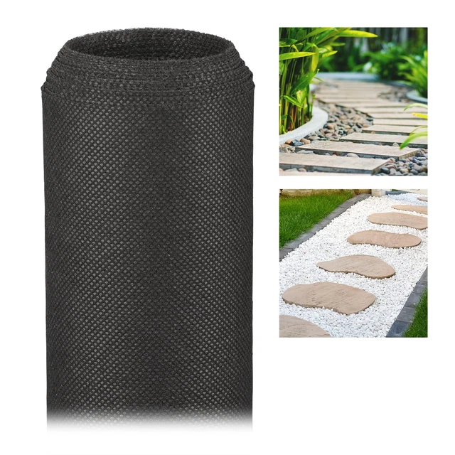Toile Anti-mauvaises Herbes Noire 1,5 X 50 M, 150 G/m2, Toile Géotextile Perméable à L'eau Et