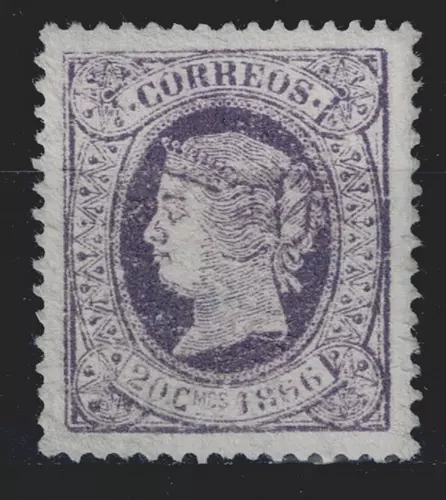 Edifil 86 nuevo * 20 cts 1866 Isabel II sello de España Spain Lujo Liderstamps