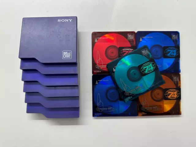 Sony Minidisc holder with 5 Colour minidiscs Bundle. MD Minidisk 74 minutes