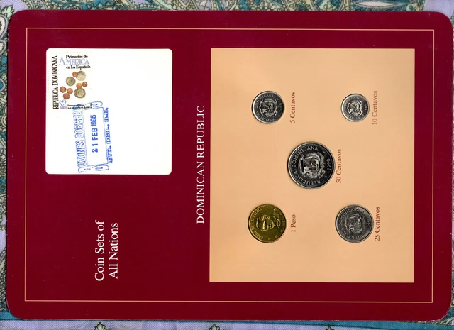 Coin Sets of All Nations Dominican 1989-1993 UNC 1 Peso 1993 21FEB1995