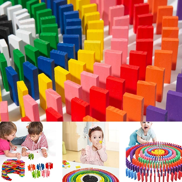 Domino Spiel 600 teilig Dominosteine Holz Spielzeug 3 Jahre Bausätze für Kinder.