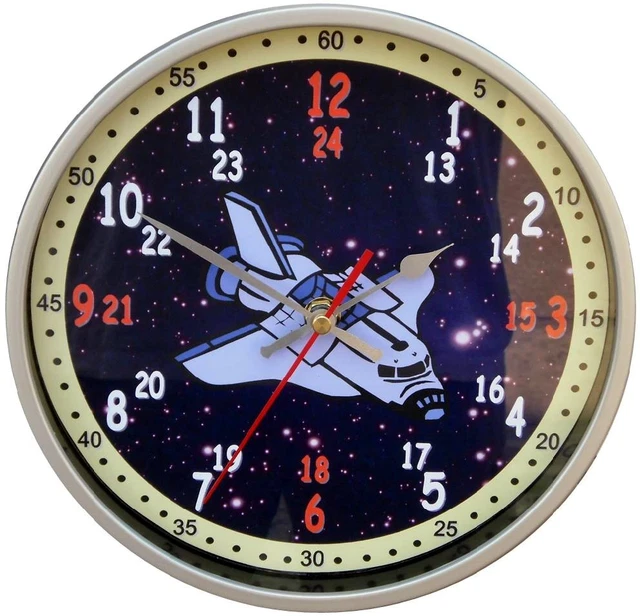 Wanduhr Kinder Lernuhr Kinderuhr Uhr Einschulung Motiv Raumschiff Weltall usw