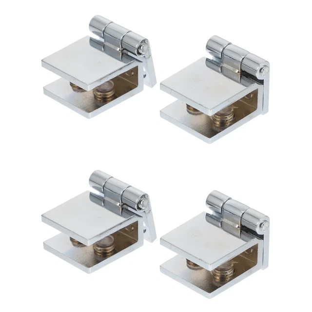 4 Pcs Glass Door Hinge Bookcase Doors Pivot Cabinet Gate Zinc Alloy No Drilling