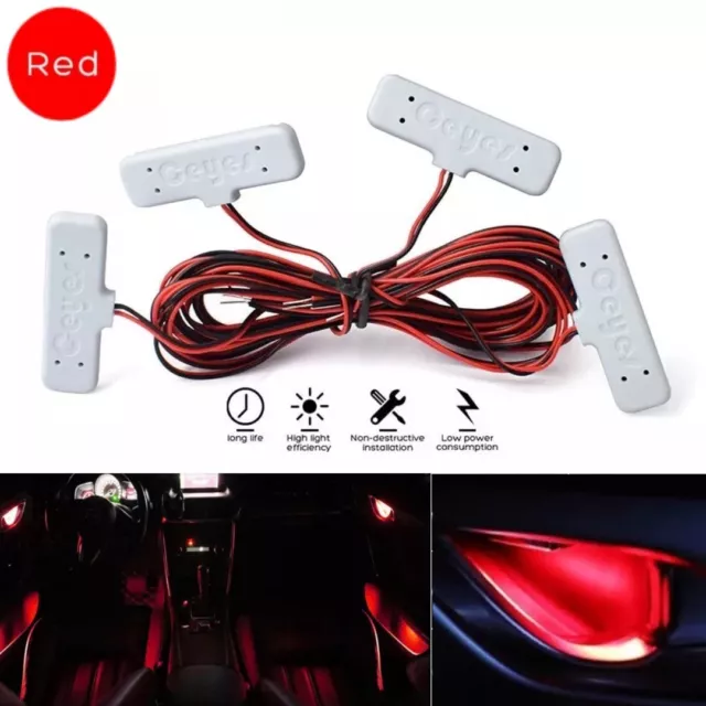 Illuminazione Led Interni Auto Rosso Maniglia Luci Maniglie Atmosfera Ambiente