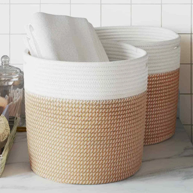 Paniers de rangement 2 pcs marron et blanc Ø28x28 cm coton vidaXL