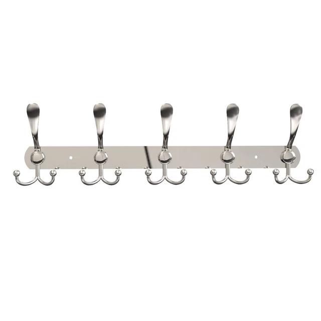 15 Hooks Coat Clothes Door Holder Rack Wall Mount Hook Chrome Hanger & Screw Set