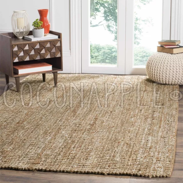 Surat Natural Woven Jute Beige Chunky Floor Rug - 7 Sizes **FREE DELIVERY**