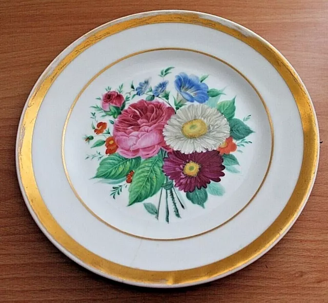 Antiker Porzellan -Teller 20 cm-Blüten/Blumen-"CARL KRISTER"-Schlesien um 1850
