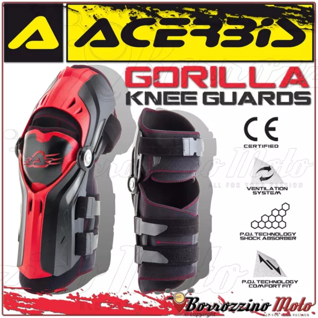 Acerbis Gorilla Genouillière Motocross MX Offroad Protection Noir/Rouge Lavable