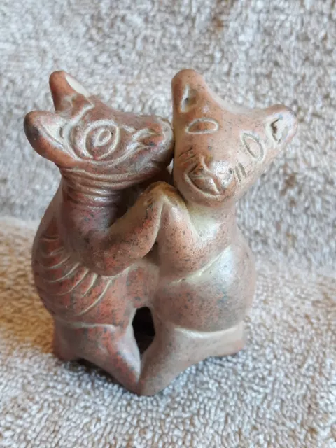 Dancing Colima Dogs Mexican Clay Folk Art Pottery Handcrafted Small 3.25"