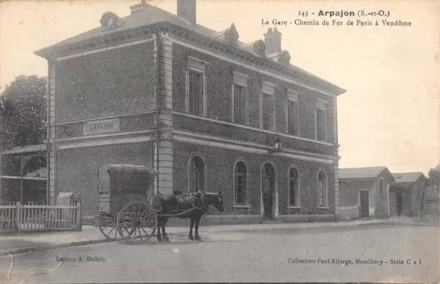 Cpa 91 Arpajon / La Gare / Chemin De Fer De Paris A Vendome / Coupling
