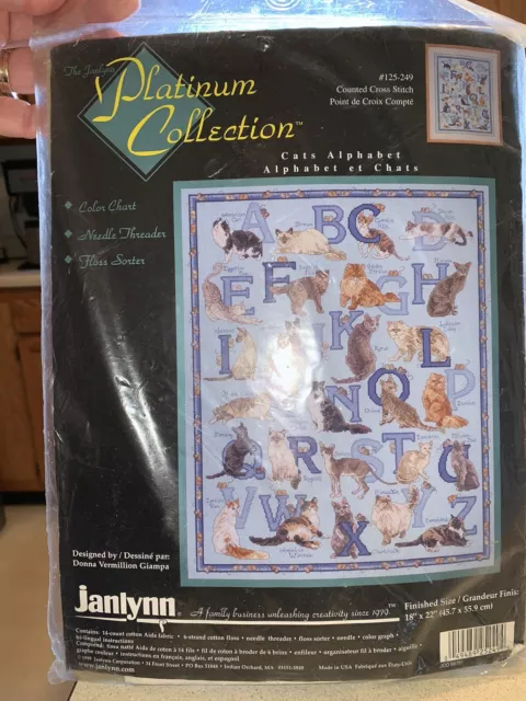 Janlynn Platinum Collection Cats Alphabet Counted Cross Stitch Kit #125-249 New