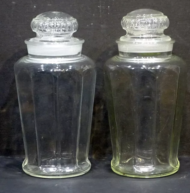 2 Antique TIFFIN DAKOTA GLASS Pharmacy APOTHECARY Drug Store Display CANDY JAR