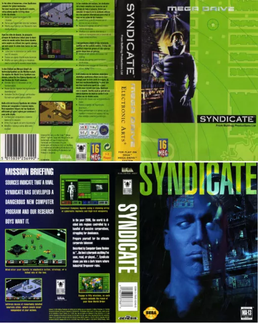 - Syndicate Mega Drive & Genesis PAL Replacement Box Art Case Insert Cover Only