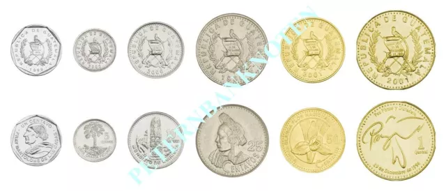 GUATEMALA  KMS.  1981-2010  Unc  6 Münzen  6300# Prägefrisch
