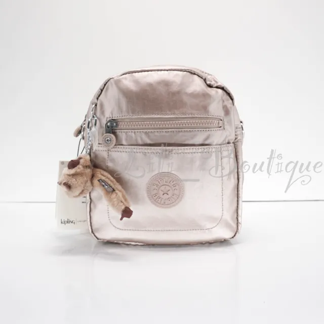 NWT Kipling KI0580 Maxx Small Convertible Backpack Shoulder Bag Quartz Metallic