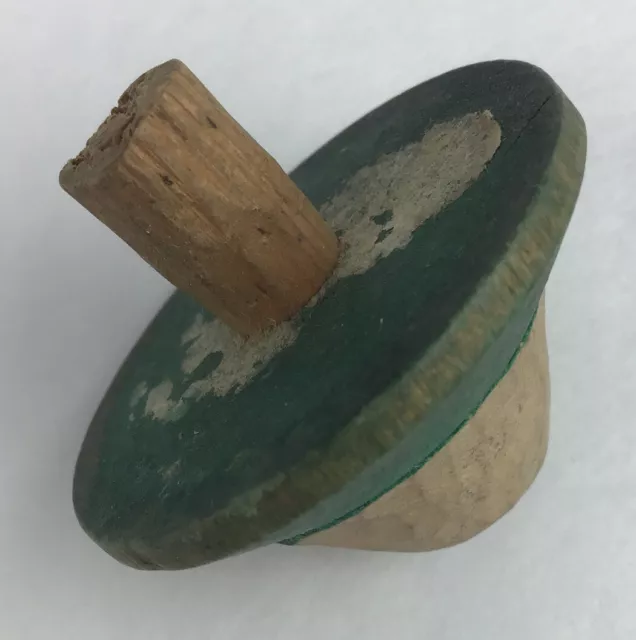 Vintage Wooden SPINNING TOP with Metal Tip Wood Toy