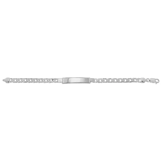 Femmes Diamant Coupe Maille Gourmette Id Bracelet Argent Sterling