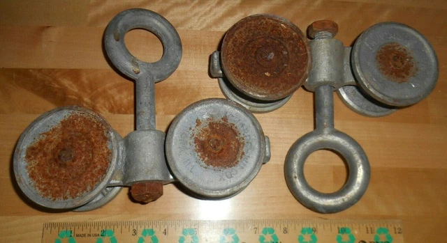 Pair Richards Wilcox Door Trolley Wheel Assembly 3" Dia  Barn Free Ship 3