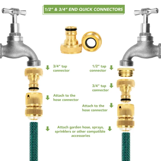 BLOSTM Brass Garden Hose Connector 6 Pack Tap ½” Fittings Quick Connect 3