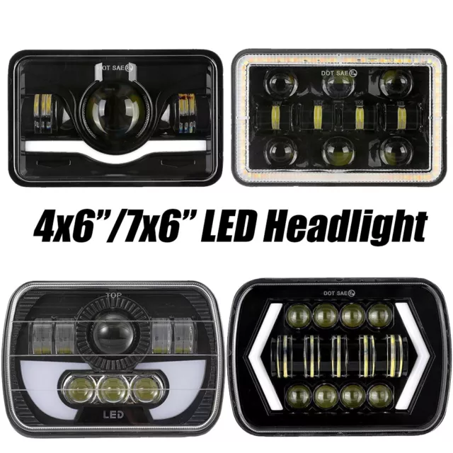 7x6"/4x6" LED Headlights Hi-Low Beam DRL Turn Signal Lamp For Truck Offroad SUV