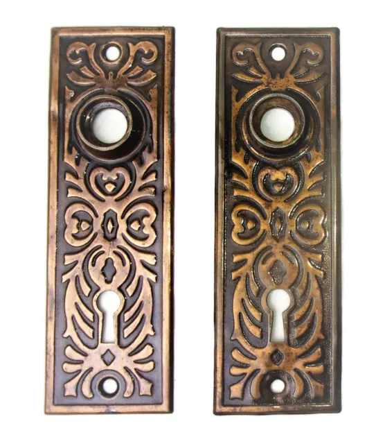 Pair Antique Vintage Victorian Eastlake Backplates Door Plates Reclaimed Salvage