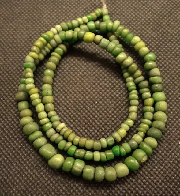 50cm Perle Verre Ancien Fouille Ancient Excavated Indo Pacific Green Glass Beads
