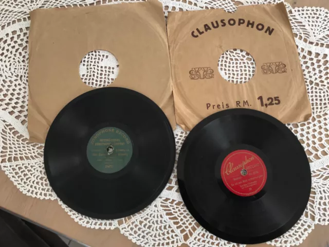 2 Schellackplatten von Clausophon - 78 rpm Zonophone Record Sehr Alt