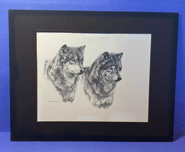 Jan Jellins Pen and Ink Drawing Wolves #125 - Pre Owned