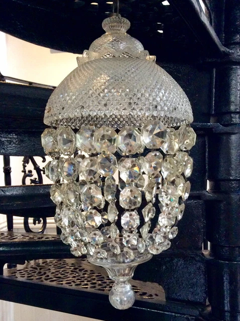 Vintage Cut Glass Crystal Lustre Chandelier,Ornate Pendant Ceiling Light Lamp
