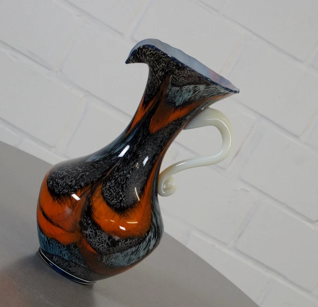 Vase Amphore Décoratif En Verre De Murano - Blanc Satiné Avec Veines Noires, 38cm (neuf Avec Certificat, Tammaro Home)