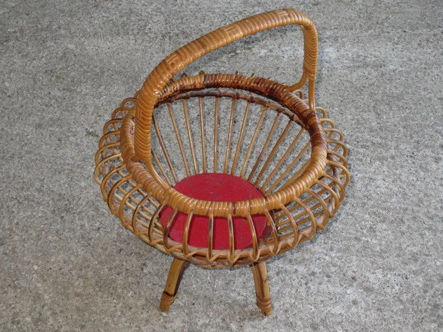 Panier à Couture En Osier Vintage - Occasion, Couleur Verte