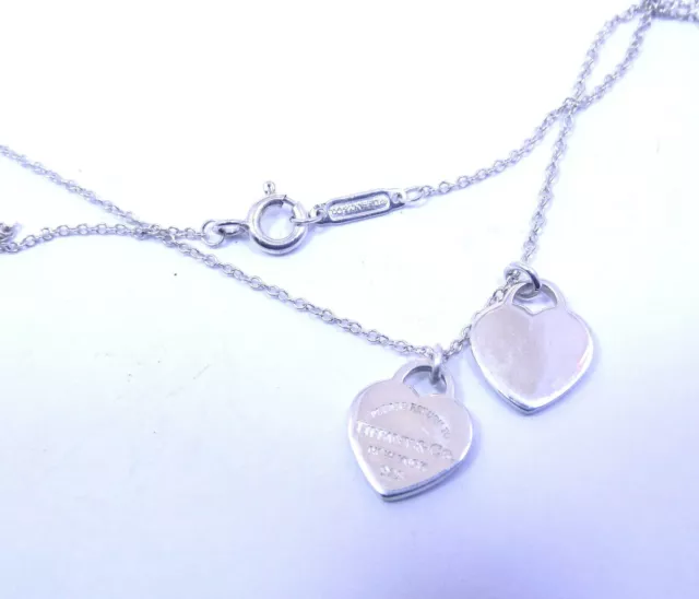 TIFFANY & CO PLEASE RETURN TO Miniature Double Heart Sterling Silver Necklace