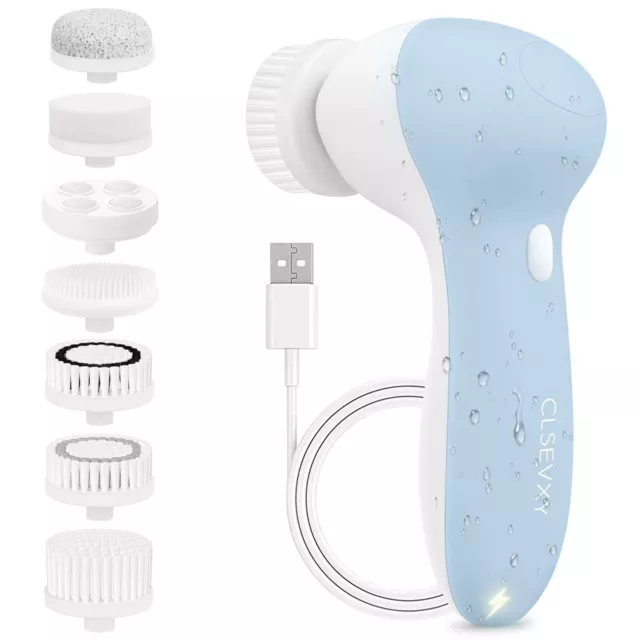 Facial Cleansing Brush Face Scrubber: USB Rechargeable IPX7 Waterproof Electric