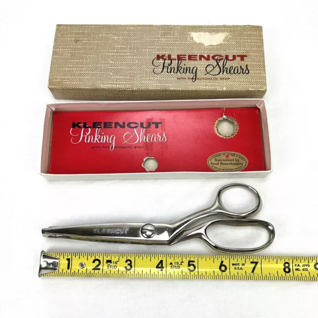 Vintage KLEENCUT DELUXE Pinking Shears w/ Automatic Stop in Box Fabric Scissors