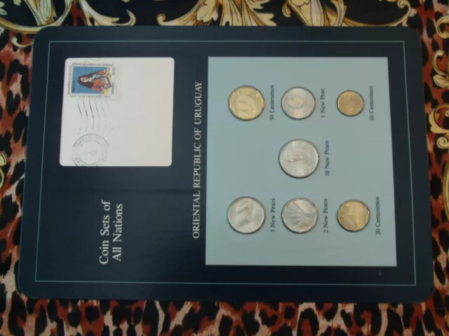 Coin Sets of All Nations Uruguay w/card 1980-1981 UNC Zabala 1,5 New Peso 1980