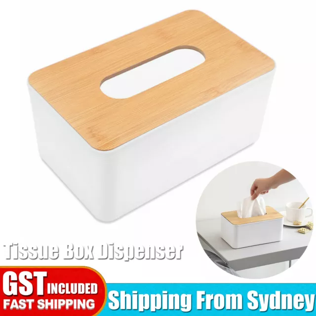 Tissue Box Dispenser Paper Storage Holder Napkin Case Organizer Wooden Cover AU