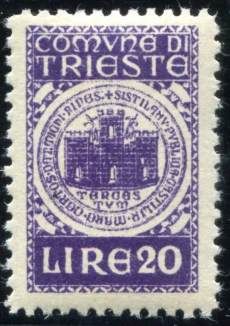 Trieste TC10 MNH Trieste Municipality Tax Revenue Stamp 20 Lire