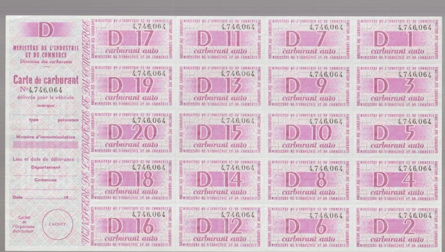 France Cinderellas Fiscal Billets Ration Carburant Auto Ministere 1949-59 NR 5