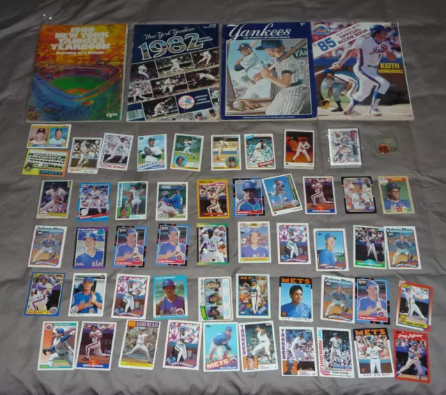 HUGE NEW YORK YANKEES METS MLB LOT Baseball Cards Team Sets Yearbook Program Pin