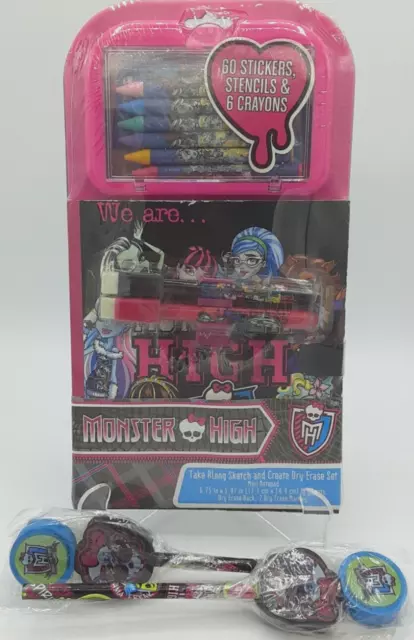 MONSTER HIGH Take Along Sketch and Create Dry Erase Set, + 2 Pencils, 4 Erasers