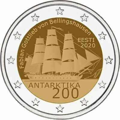 2 EURO ESTONIA 2020-200° SCOPERTA DELL'ANTARTIDE UNC FDC 